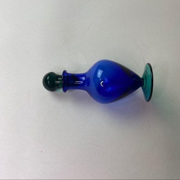 Vintage Blue Green Glass Bottle Jar Ombre Decanter - Picture 13 of 13